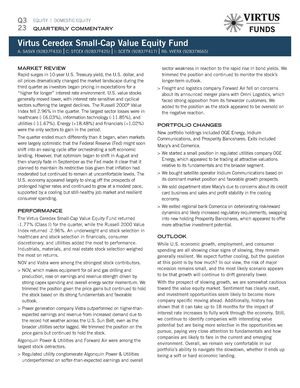 z - Cover Image: Virtus Ceredex Small-Cap Value Equity Fund Commentary