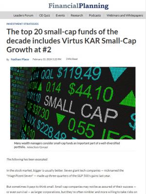 The Top 20 Small-Cap Funds of the Decade includes Virtus KAR Small-Cap Growth at #2 - Cover
